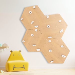 Ścianka wspinaczkowa sześciokątna 4x szara płyta + 20 białe/czarne uchwyty 17