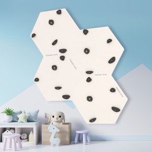 Ścianka wspinaczkowa sześciokątna 4x szara płyta + 20 białe/czarne uchwyty 21