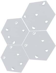 Ścianka wspinaczkowa sześciokątna 4x szara płyta + 20 białe/czarne uchwyty 22