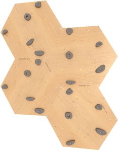 Ścianka wspinaczkowa sześciokątna 4x szara płyta + 20 białe/czarne uchwyty 7