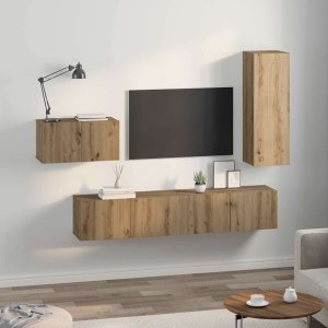 vidaXL Zestaw szafek RTV 4 pcs dąb artisan 30.5 x 30 x 90 cm 4