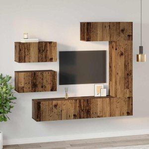 vidaXL Zestaw szafek RTV z półką Inny 6 pcs Stare drewno 30.5 x 30 x 90 cm (3393246) 4