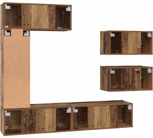vidaXL Zestaw szafek RTV z półką Inny 6 pcs Stare drewno 30.5 x 30 x 90 cm (3393246) 10