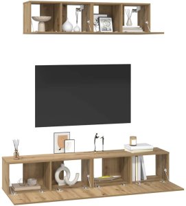 vidaXL Zestaw szafek RTV 4 pcs dąb artisan Średni 80 x 30 x 30 cm 3