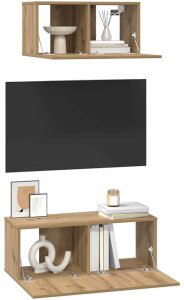 vidaXL Zestaw szafek RTV z półką 2 pcs dąb artisan 80 x 30 x 30 cm 3