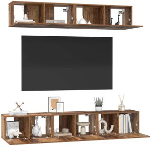 vidaXL Zestaw szafek RTV z półką 5 pcs Stare drewno Standardowe Średni 3