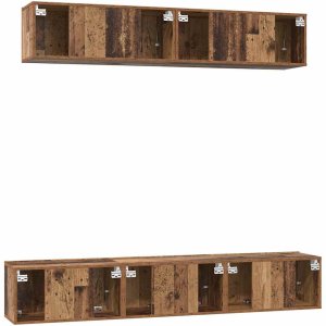 vidaXL Zestaw szafek RTV z półką 5 pcs Stare drewno Standardowe Średni 9