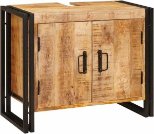 vidaXL Szafka pod umywalkę 71 x 33 x 58 cm Lite Drewno Mango, Stal 2