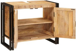 vidaXL Szafka pod umywalkę 71 x 33 x 58 cm Lite Drewno Mango, Stal 4