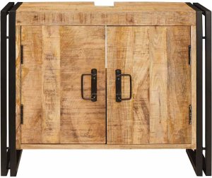 vidaXL Szafka pod umywalkę 71 x 33 x 58 cm Lite Drewno Mango, Stal 5