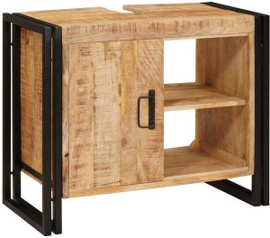 vidaXL Szafka pod umywalkę 71 x 33 x 58 cm Lite Drewno Mango, Stal 2