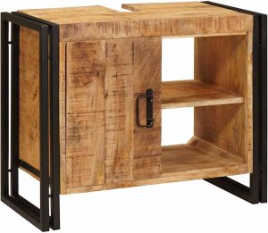 vidaXL Szafka pod umywalkę 71 x 33 x 58 cm Lite Drewno Mango, Stal 3