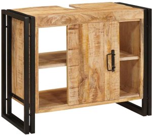 vidaXL Szafka pod umywalkę 71 x 33 x 58 cm Lite Drewno Mango, Stal 4