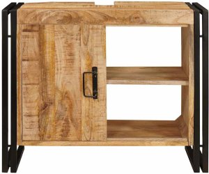 vidaXL Szafka pod umywalkę 71 x 33 x 58 cm Lite Drewno Mango, Stal 5