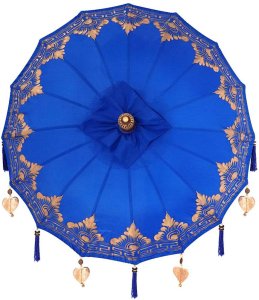 vidaXL Baliński Parasol Inny Niebieski x 260 cm Bawełna i lite drewno 4