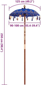 vidaXL Baliński Parasol Inny Niebieski x 260 cm Bawełna i lite drewno 6