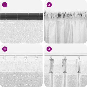 vidaXL Firanka Koronkowa z zasłonami Kwiatowy Biały 900 x 200 cm Poliester 4