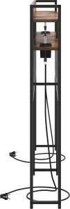 vidaXL Zagłówek do przechowywania Ze LED Lights z półką Wędzony dąb 135 cm 4