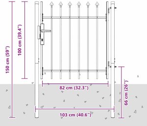 vidaXL Brama ogrodzeniowa Szary 100 x 100 cm Stal Pokryta Proskiem 5