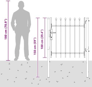 vidaXL Brama ogrodzeniowa Szary 100 x 100 cm Stal Pokryta Proskiem 6