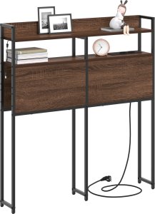 vidaXL Zagłówek do przechowywania Ze LED Lights z półką Brązowy dąb 80 cm 2