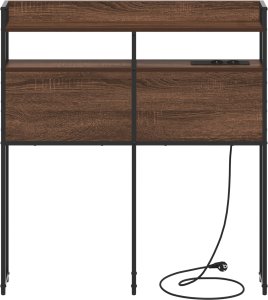 vidaXL Zagłówek do przechowywania Ze LED Lights z półką Brązowy dąb 80 cm 3