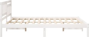 vidaXL Ramka łóżka Z zagłówkiem Biały 140 x 200 cm Lite drewno sosnowe 2