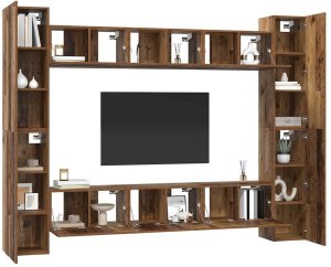 vidaXL Zestaw szafek RTV 10 pcs Stare drewno 30.5 x 30 x 90 cm 3