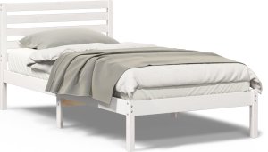 vidaXL Ramka łóżka Z zagłówkiem Biały 80 x 200 cm Lite drewno sosnowe 4