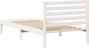 vidaXL Ramka łóżka Z zagłówkiem Biały 80 x 200 cm Lite drewno sosnowe 7