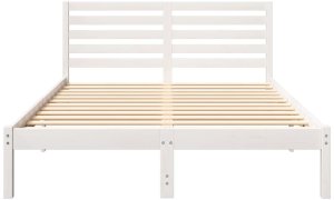 vidaXL Ramka łóżka Z zagłówkiem Biały 140 x 190 cm Lite drewno sosnowe 6
