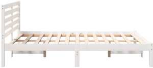 vidaXL Ramka łóżka Z zagłówkiem Biały 140 x 190 cm Lite drewno sosnowe 7