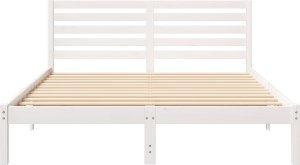vidaXL Ramka łóżka Z zagłówkiem Biały 140 x 200 cm Lite drewno sosnowe 2