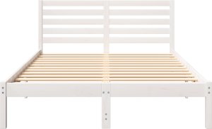 vidaXL Ramka łóżka Z zagłówkiem Biały 120 x 200 cm Lite drewno sosnowe 2