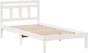 vidaXL Ramka łóżka Biały 90 x 190 cm Lite drewno sosnowe 2