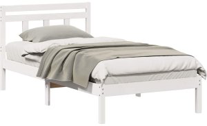 vidaXL Ramka łóżka Biały 90 x 190 cm Lite drewno sosnowe 3