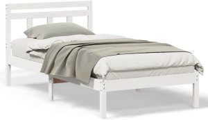 vidaXL Ramka łóżka Biały 90 x 190 cm Lite drewno sosnowe 4