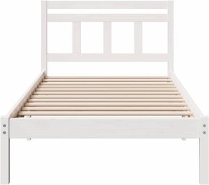 vidaXL Ramka łóżka Biały 90 x 190 cm Lite drewno sosnowe 6