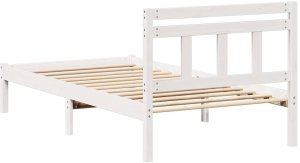 vidaXL Ramka łóżka Biały 90 x 190 cm Lite drewno sosnowe 8