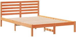 vidaXL Ramka łóżka Woskowy brąz 140 x 220 cm Lite drewno sosnowe 2