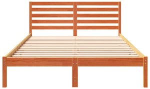 vidaXL Ramka łóżka Woskowy brąz 140 x 220 cm Lite drewno sosnowe 6