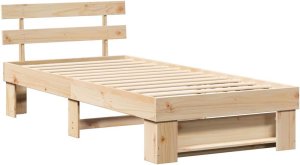 vidaXL Ramka łóżka Brązowy 100 x 200 cm Lite drewno sosnowe 2