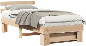 vidaXL Ramka łóżka Brązowy 100 x 200 cm Lite drewno sosnowe 3