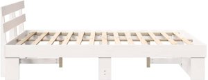 vidaXL Ramka łóżka Z zagłówkiem Biały 160 x 200 cm Lite drewno sosnowe 7