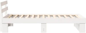 vidaXL Ramka łóżka Z zagłówkiem Biały 100 x 200 cm Lite drewno sosnowe 7
