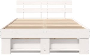 vidaXL Ramka łóżka Z zagłówkiem Biały 140 x 190 cm Lite drewno sosnowe 6