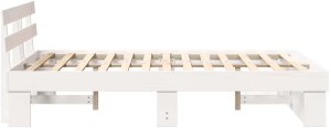 vidaXL Ramka łóżka Z zagłówkiem Biały 140 x 190 cm Lite drewno sosnowe 7
