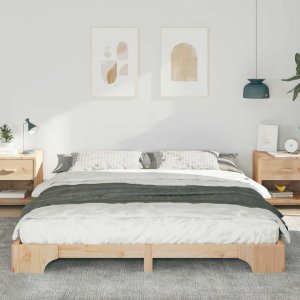vidaXL Stelaż łóżkowy Brązowy 200 x 210 cm Lite drewno sosnowe 5