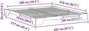 vidaXL Stelaż łóżkowy Brązowy 200 x 210 cm Lite drewno sosnowe 10