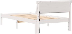 vidaXL Ramka Łóżka z Zagłówkiem i LED - Biała 100x200 cm, Lite Drewno Sosnowe 7